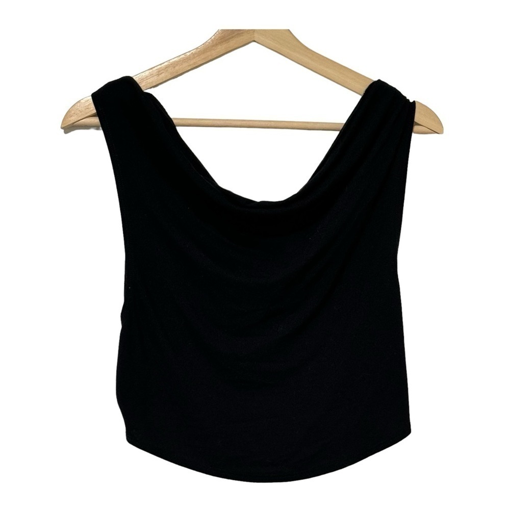 Carbon38 Crop Tank Twist Back Muscle Sleeveless Top black Small